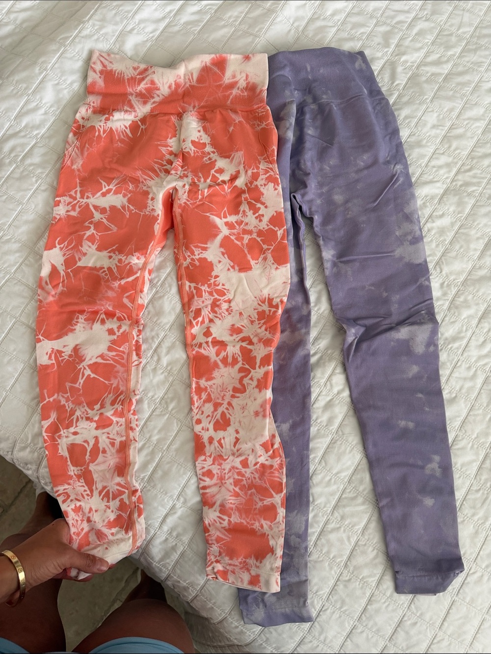 Kids Tie-Dye Leggings - Coral and Lavender